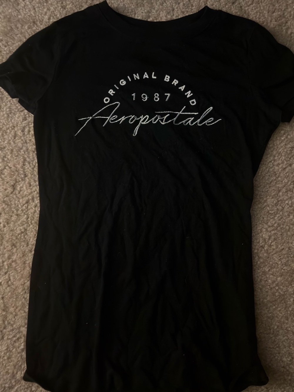 Aeropostale Black Short Sleeve Script Logo Tee